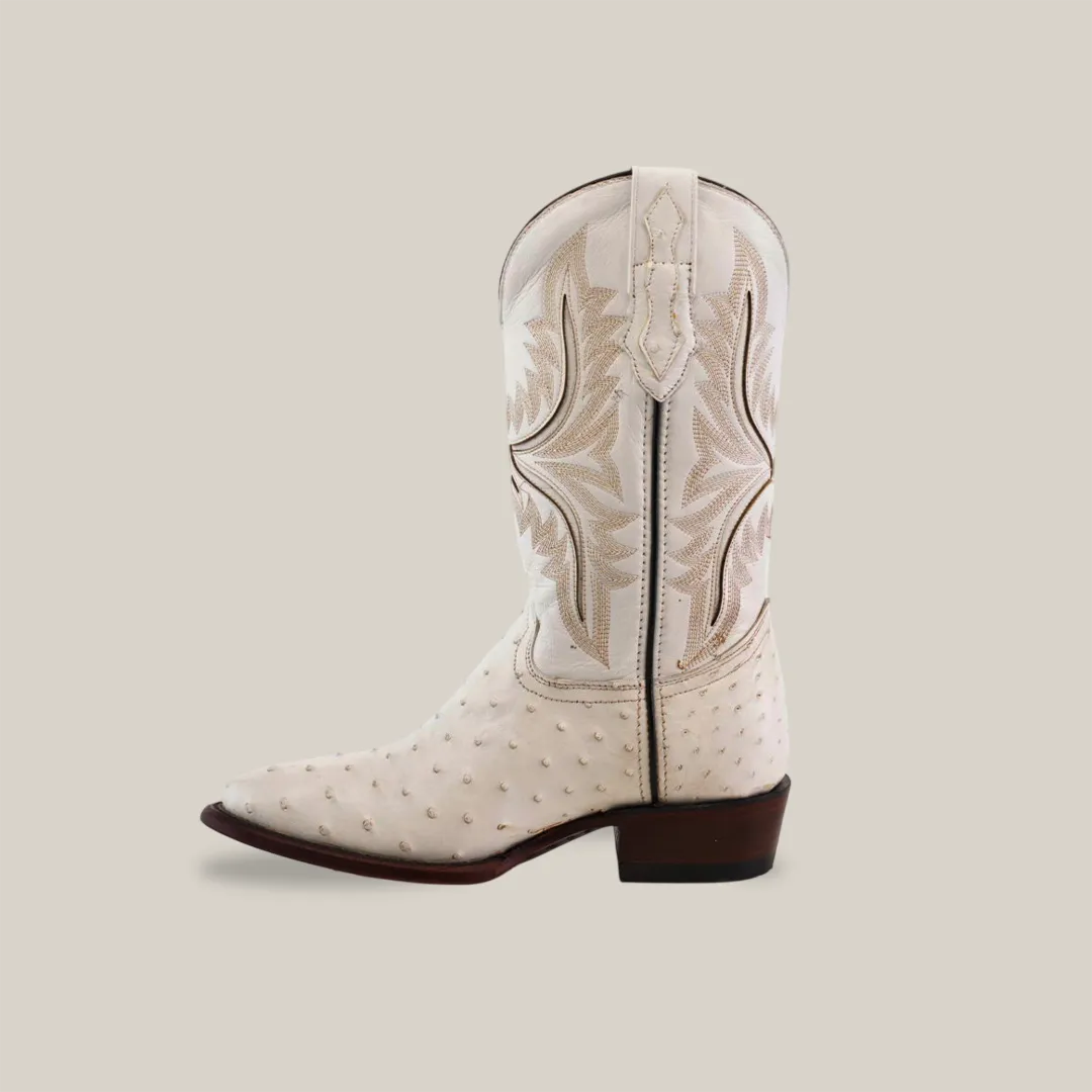 Exotic Full Quilt Ostrich - White - Round Toe