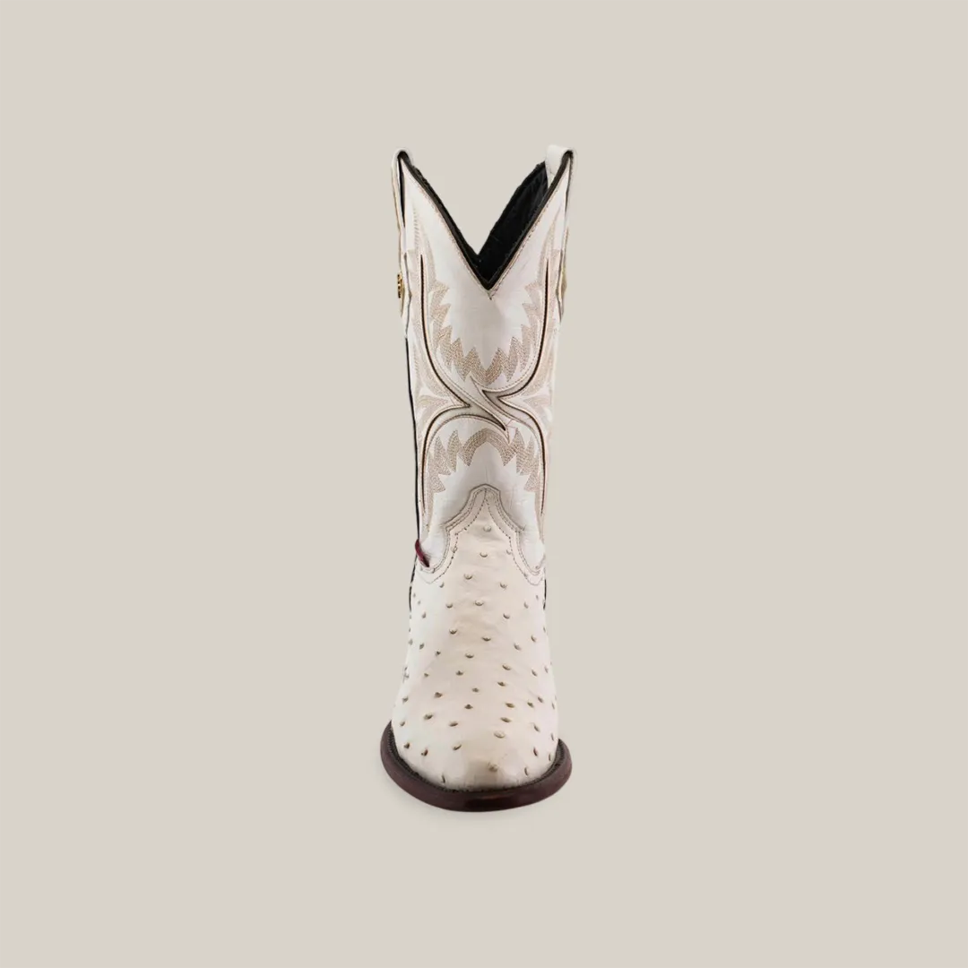 Exotic Full Quilt Ostrich - White - Round Toe