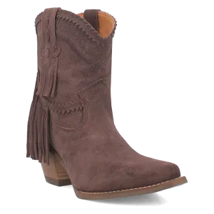 Fandango Brown Suede Leather & Fringe Bootie (DS)