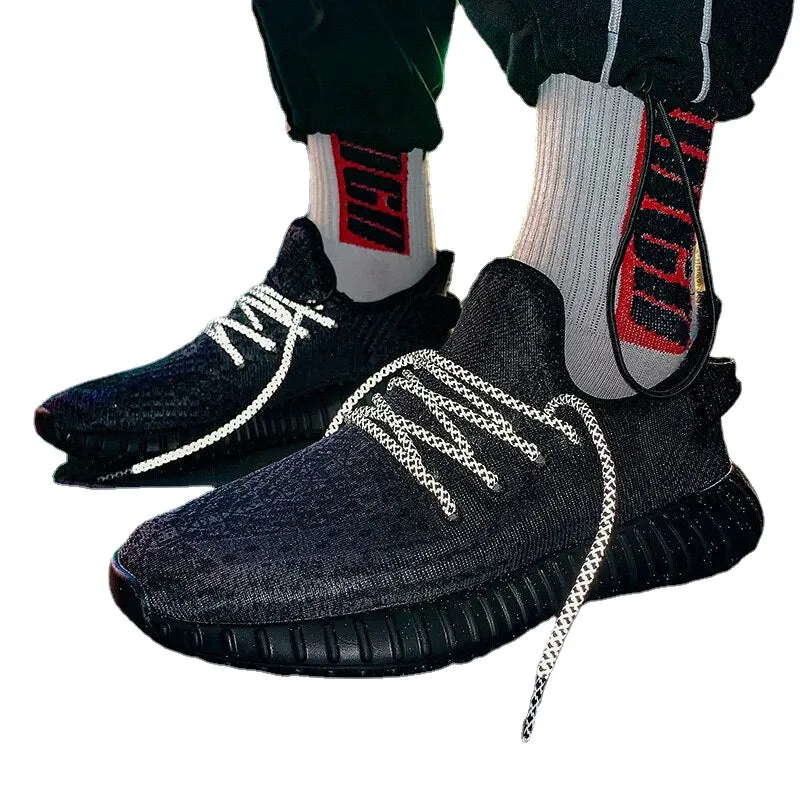 Fashion Shoes Men Breathable Retro Couple Sneakers Luminous Shoelace Trend Lightweight Sports Men Sneakers Big Size Male Trainer