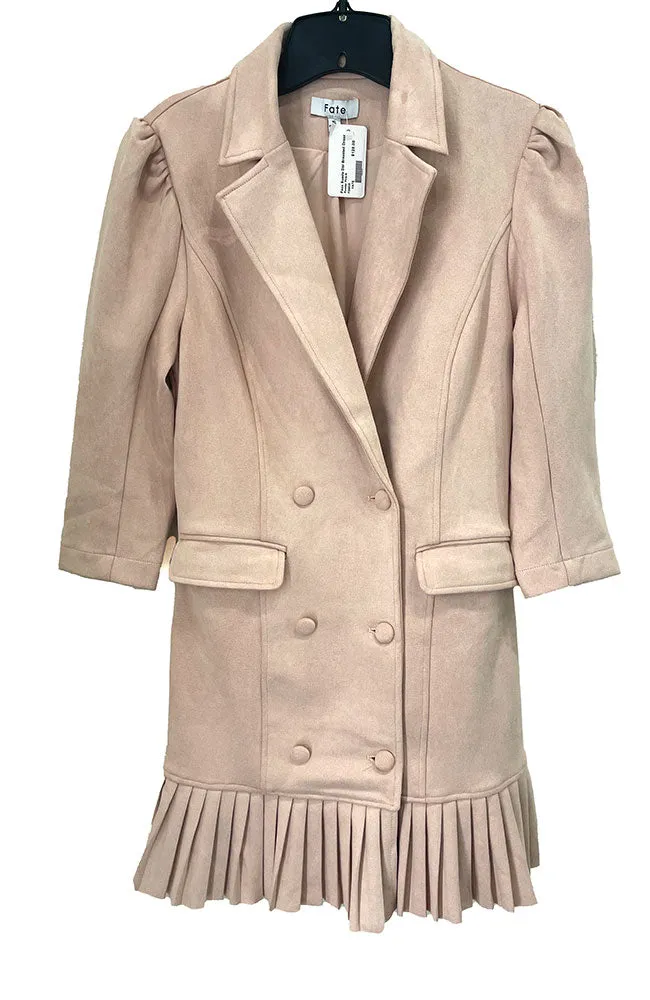 Faux Suede Double Breasted Dress