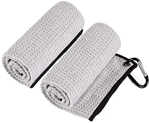 Favritt Golf Towel for Golf Bag with Clip and Accessories Set Golf Cleaning Brush Golf Club Cleaner Golf Gift for Men ，Women, Children