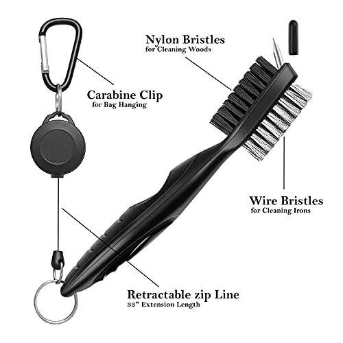 Favritt Golf Towel for Golf Bag with Clip and Accessories Set Golf Cleaning Brush Golf Club Cleaner Golf Gift for Men ，Women, Children