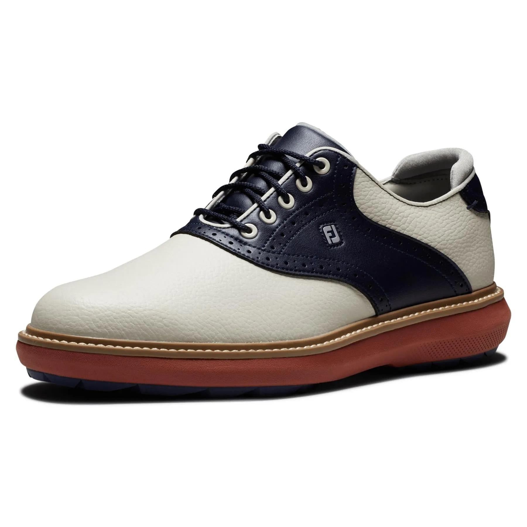 FJ Traditons Spikeless FJ Golf Shoes Tan/Navy/Red - AW24