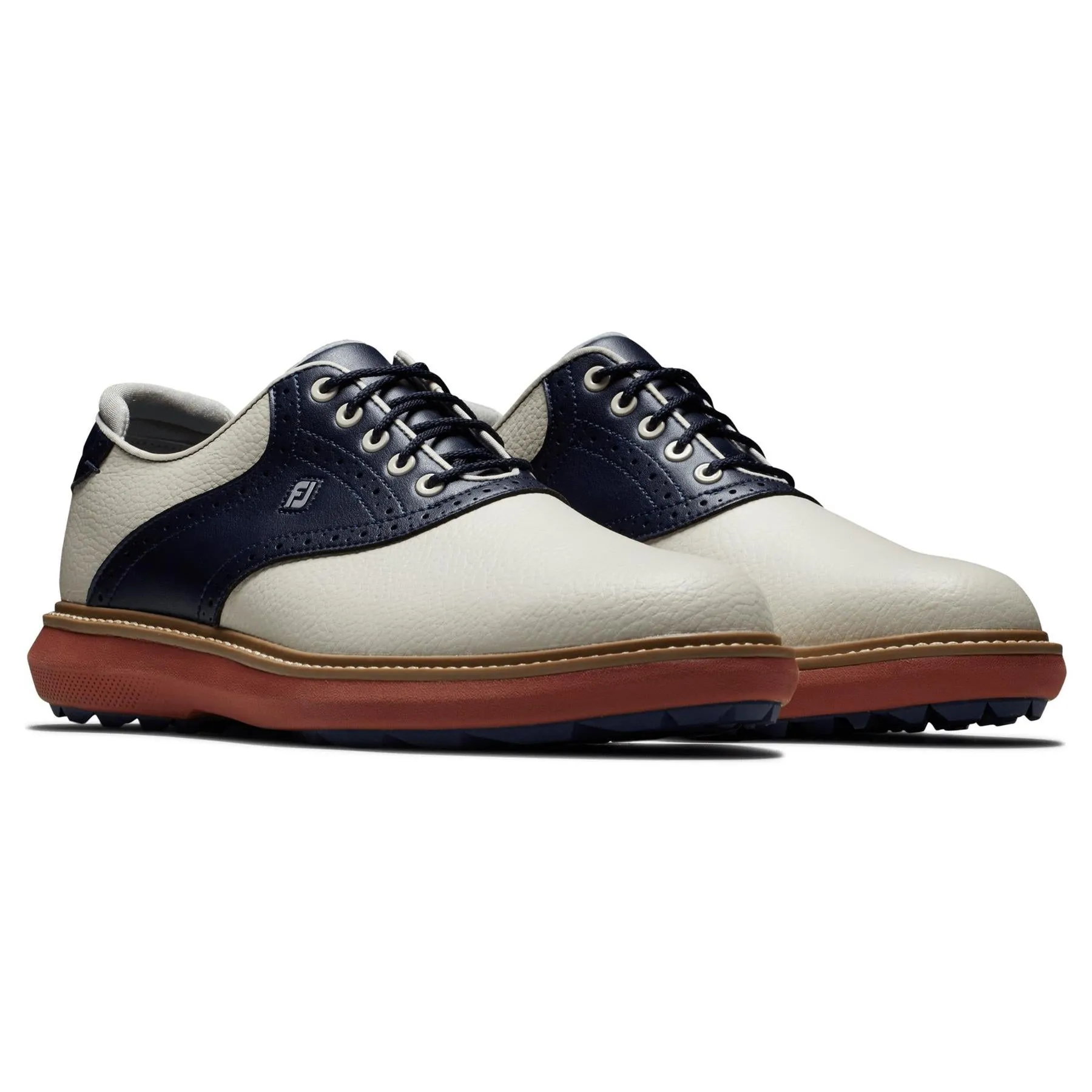 FJ Traditons Spikeless FJ Golf Shoes Tan/Navy/Red - AW24