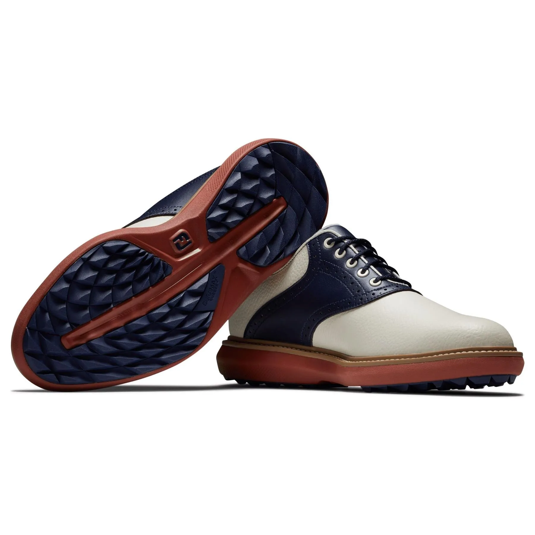 FJ Traditons Spikeless FJ Golf Shoes Tan/Navy/Red - AW24