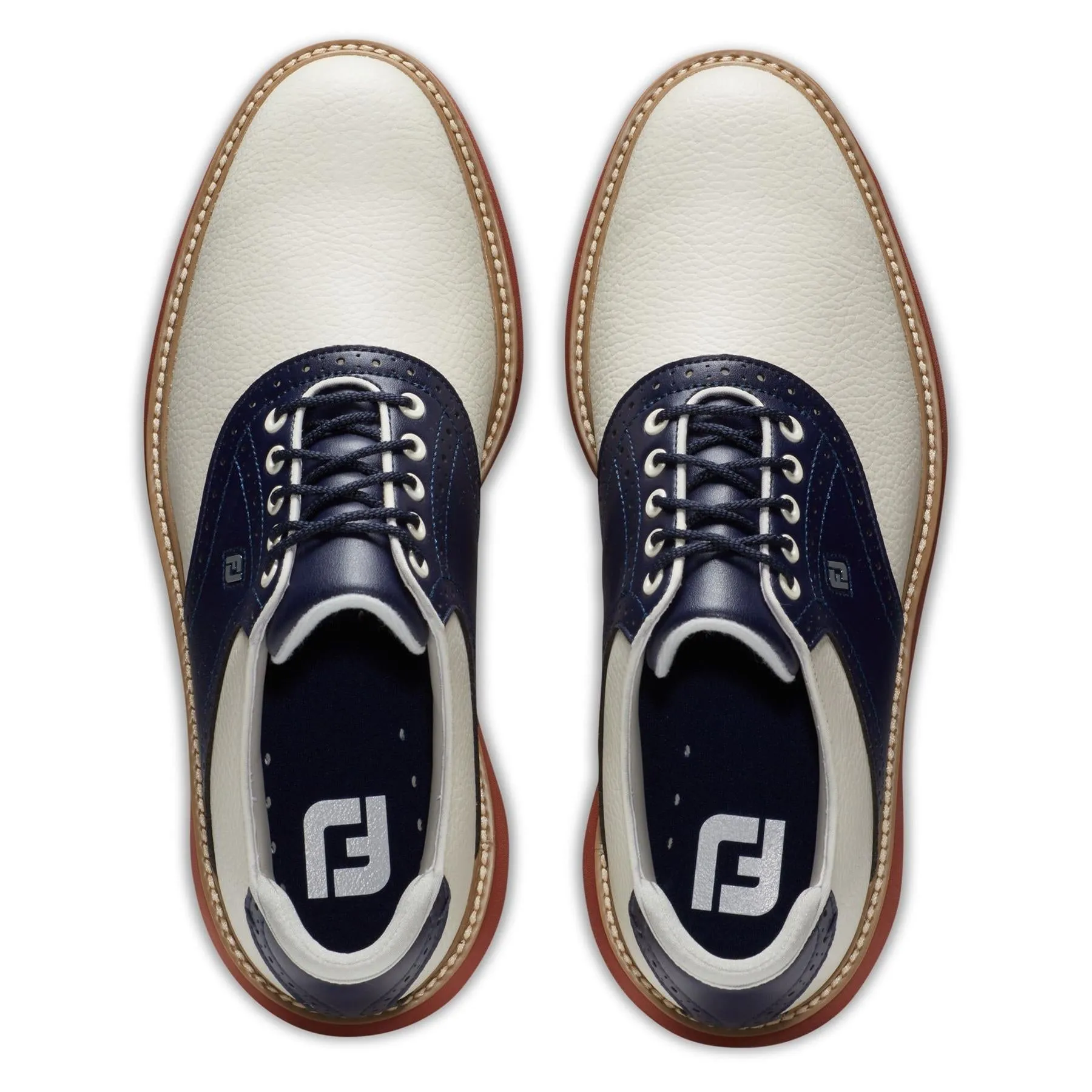 FJ Traditons Spikeless FJ Golf Shoes Tan/Navy/Red - AW24