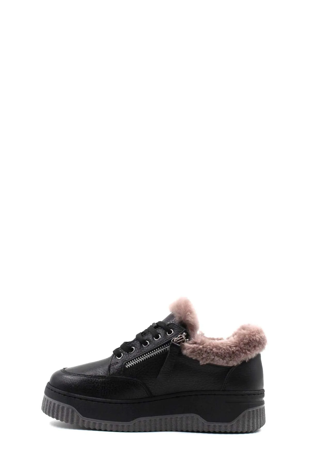 FST Genuine Leather Fur-lined Women's Casual Shoes 142KZA15 Black - Hof