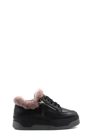 FST Genuine Leather Fur-lined Women's Casual Shoes 142KZA15 Black - Hof