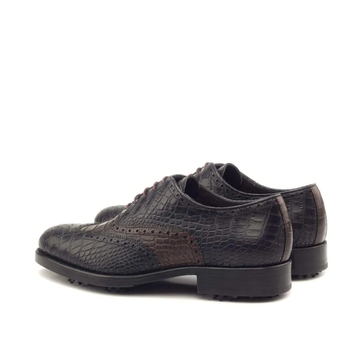 Full Brogue-Painted Croco, Brown, Black-Wholesale