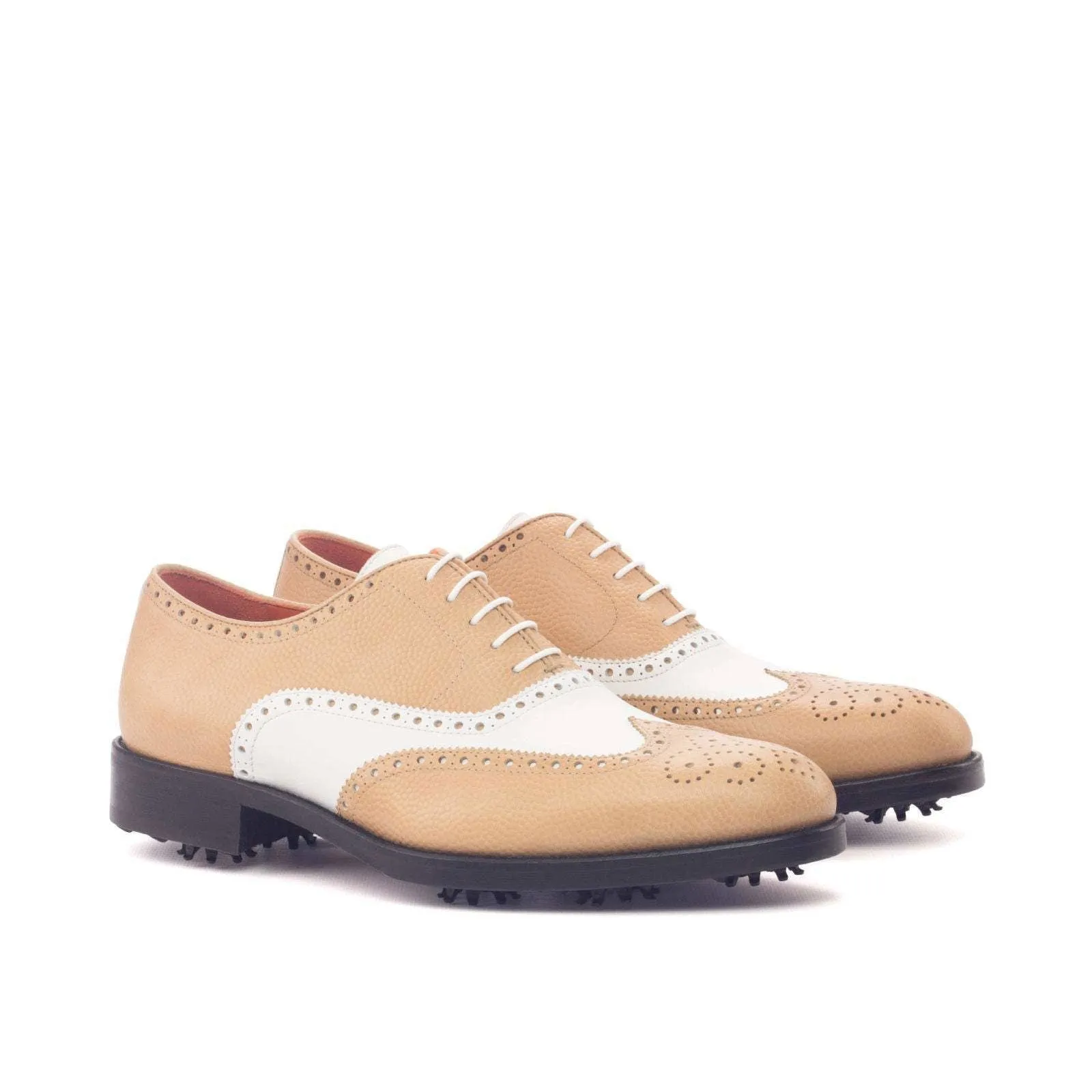 Full Brogue-Pebble Grain, Box Calf, Brown, White-Wholesale