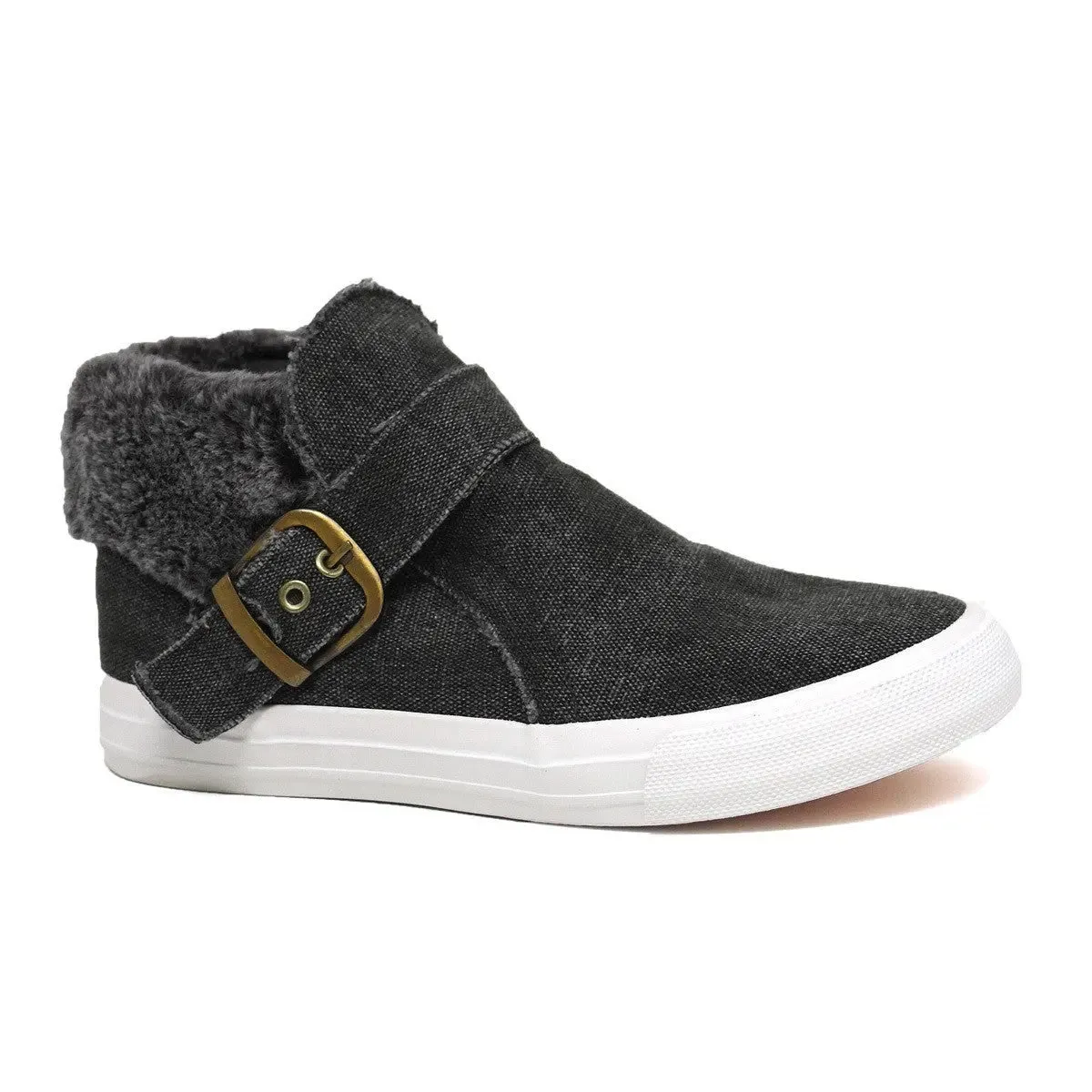 Furry Canvas W/ Buckle Sneakers