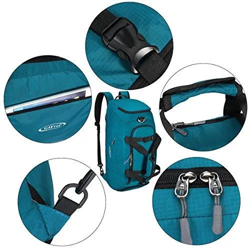 G4Free 3-Way Travel Duffel Backpack Luggage Gym Sports Bag with Shoe Compartment (Cyan)