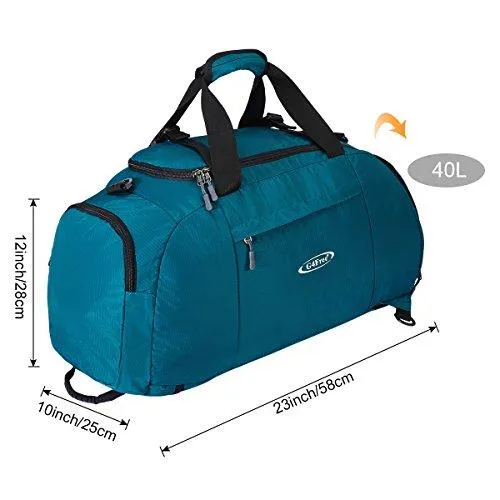 G4Free 3-Way Travel Duffel Backpack Luggage Gym Sports Bag with Shoe Compartment (Cyan)