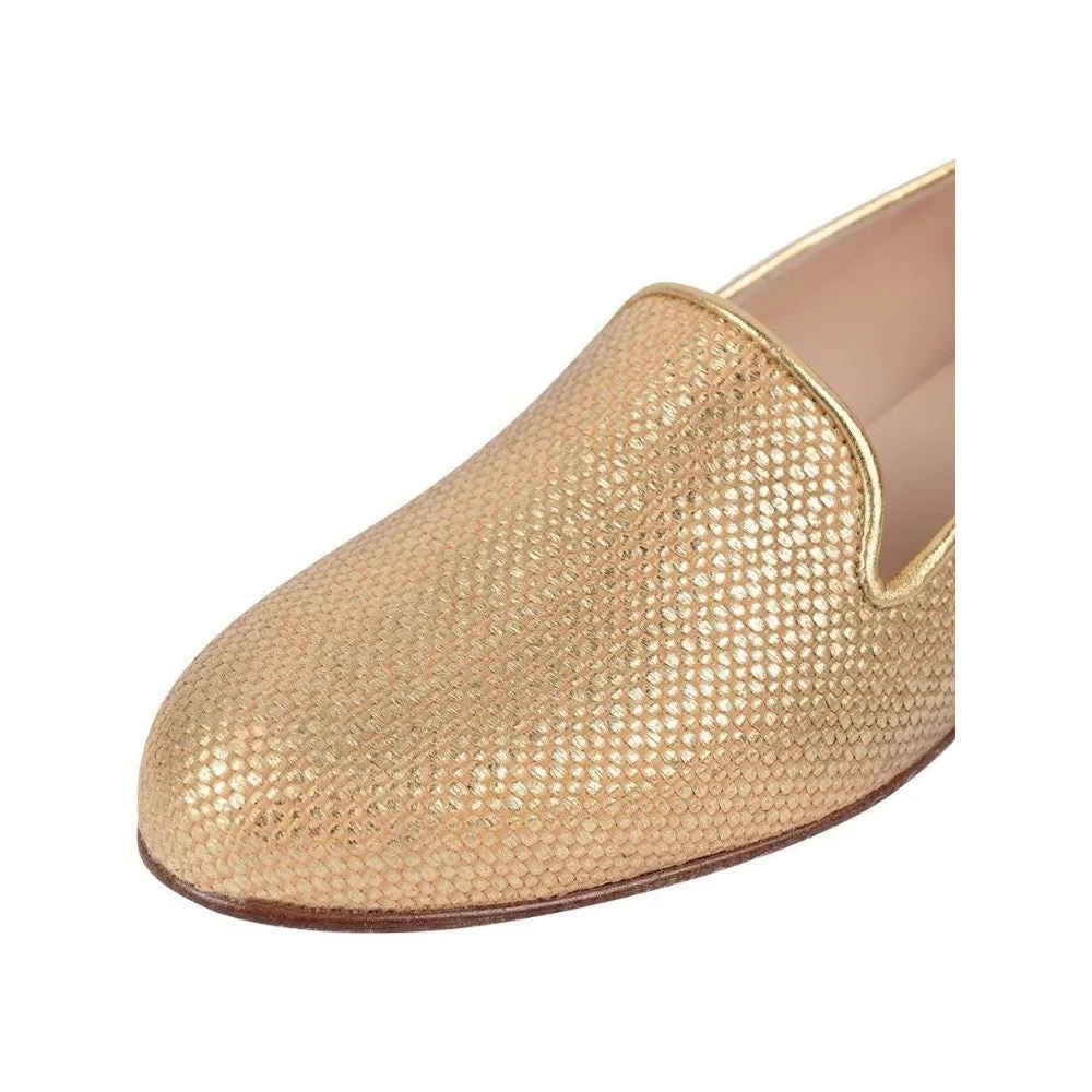 Gatsby Gold Jon Josef Raffia Loafer Flat