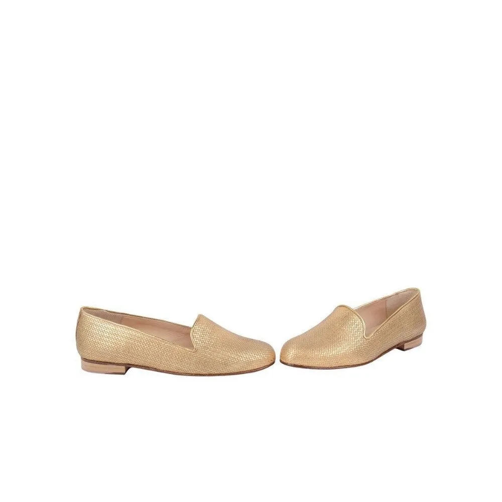 Gatsby Gold Jon Josef Raffia Loafer Flat