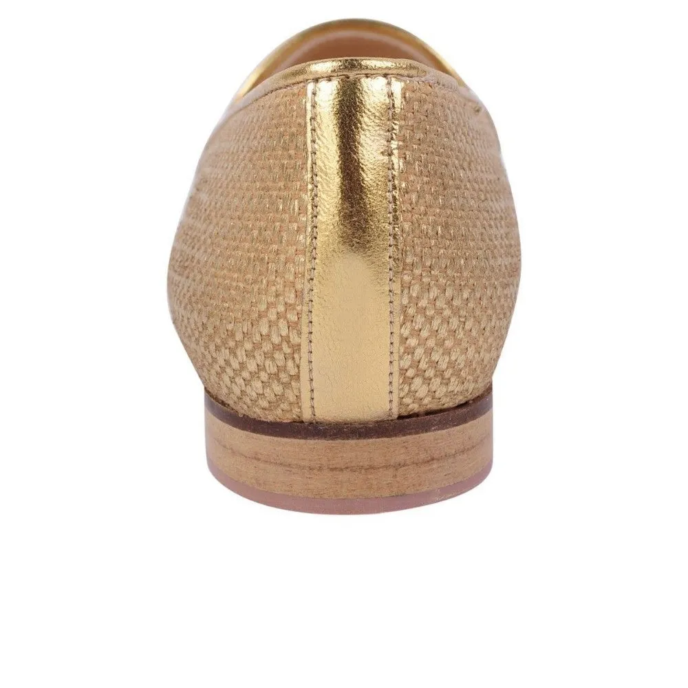Gatsby Gold Jon Josef Raffia Loafer Flat