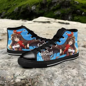 Genshin Impact Amber Shoes High Top Sneakers for Kids and Adults