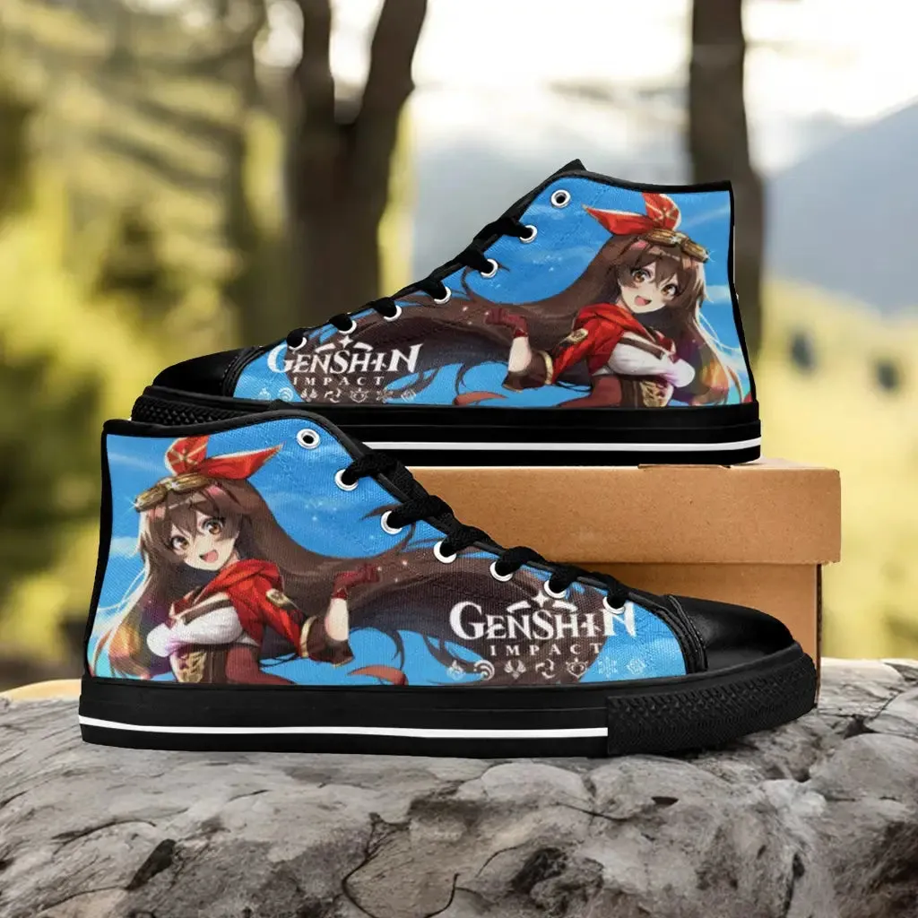 Genshin Impact Amber Shoes High Top Sneakers for Kids and Adults