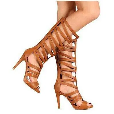 Gladiators High Heel  Knee High Gladiator Sandals