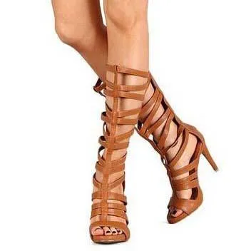 Gladiators High Heel  Knee High Gladiator Sandals