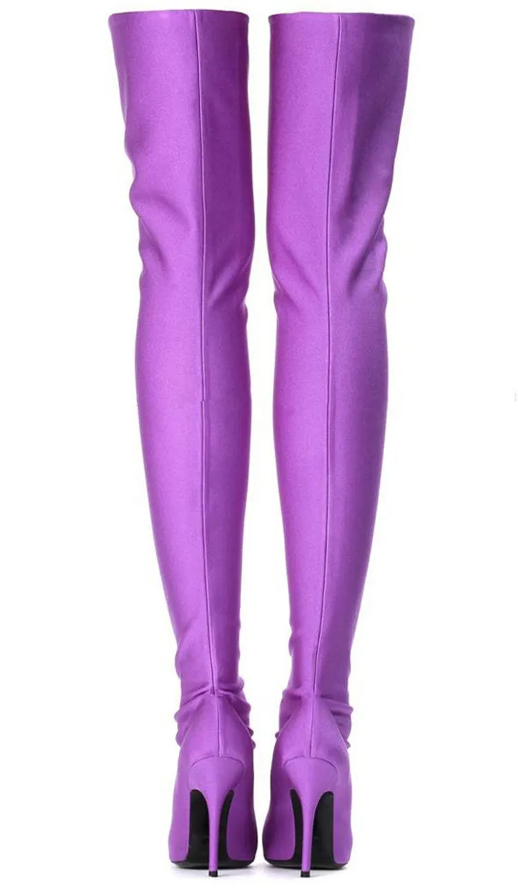 High heeled pointed dance shoes multicolor custom knee stretch boots