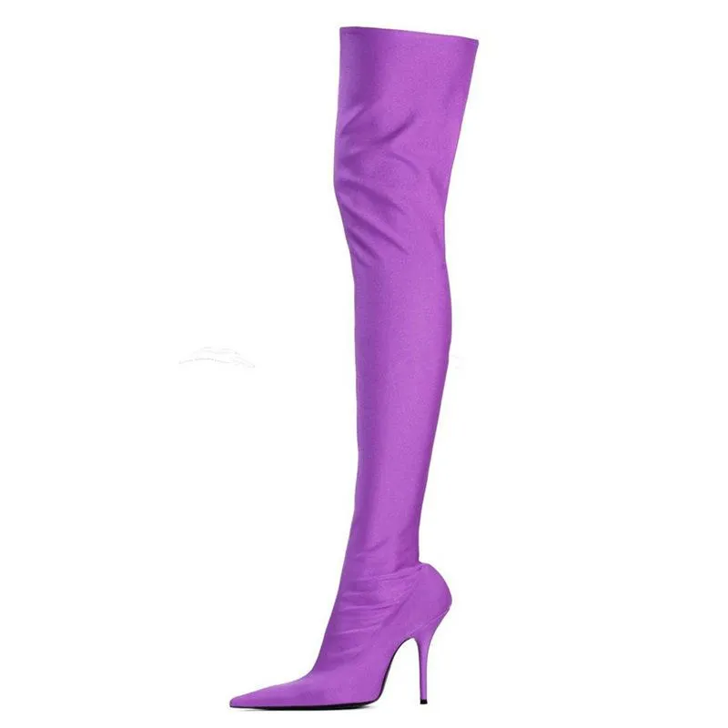High heeled pointed dance shoes multicolor custom knee stretch boots