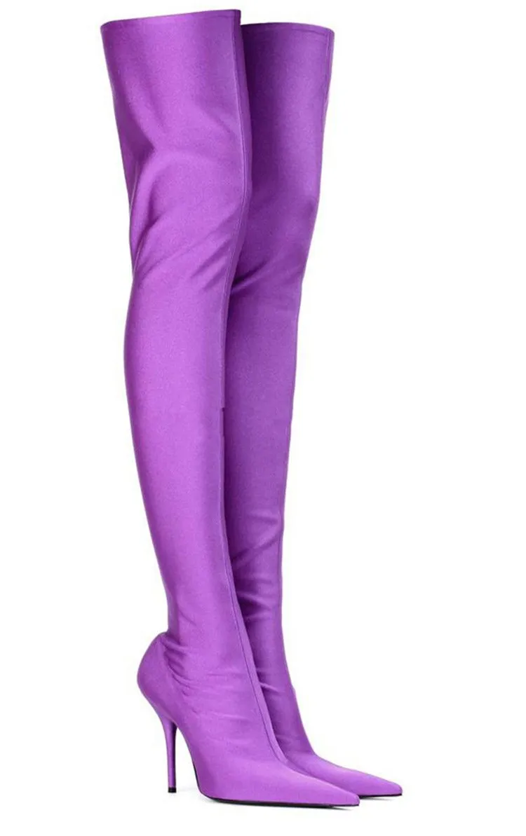 High heeled pointed dance shoes multicolor custom knee stretch boots