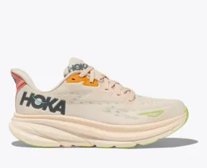Hoka Women's Clifton 9 Running Shoe in Gull/Sea Ice, Vanilla/Astral, Black/White & Black/Rose Gold  Available in Wide Widths