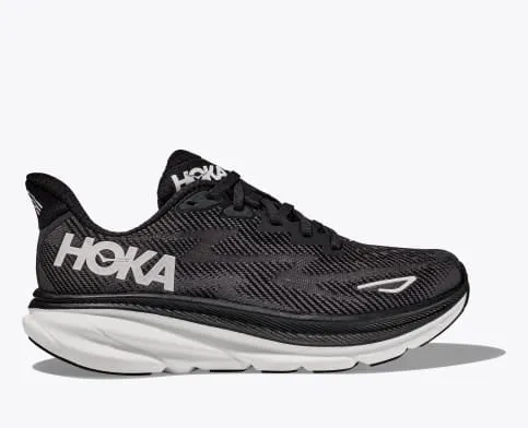 Hoka Women's Clifton 9 Running Shoe in Gull/Sea Ice, Vanilla/Astral, Black/White & Black/Rose Gold  Available in Wide Widths