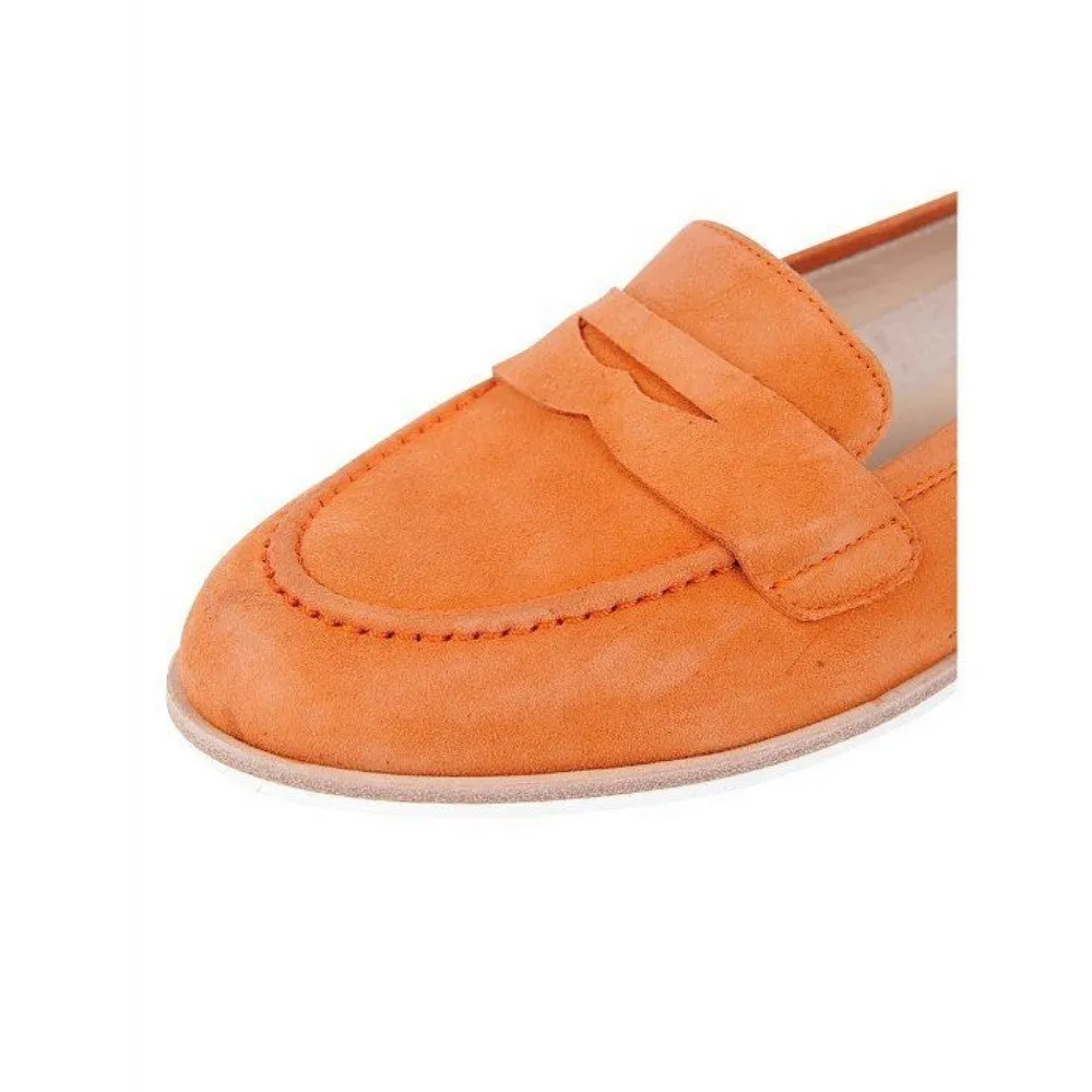 Jon Josef Women's Audrey Orange Smoking Loafer Suede Flats