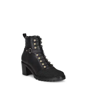 K34MTTS - Cuadra black fashion stingray ankle combat boots for women