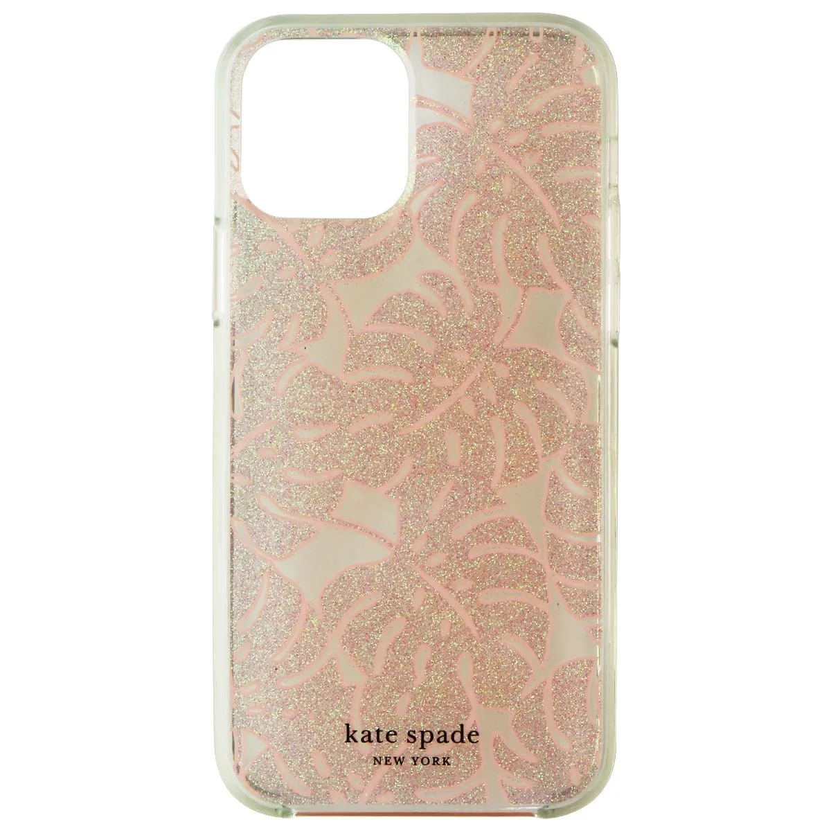 Kate Spade Hardshell Case for iPhone 12/12 Pro - Island Leaf Pink Glitter