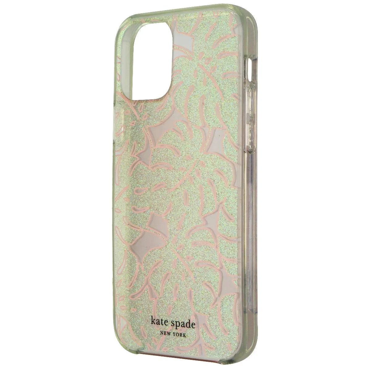 Kate Spade Hardshell Case for iPhone 12/12 Pro - Island Leaf Pink Glitter