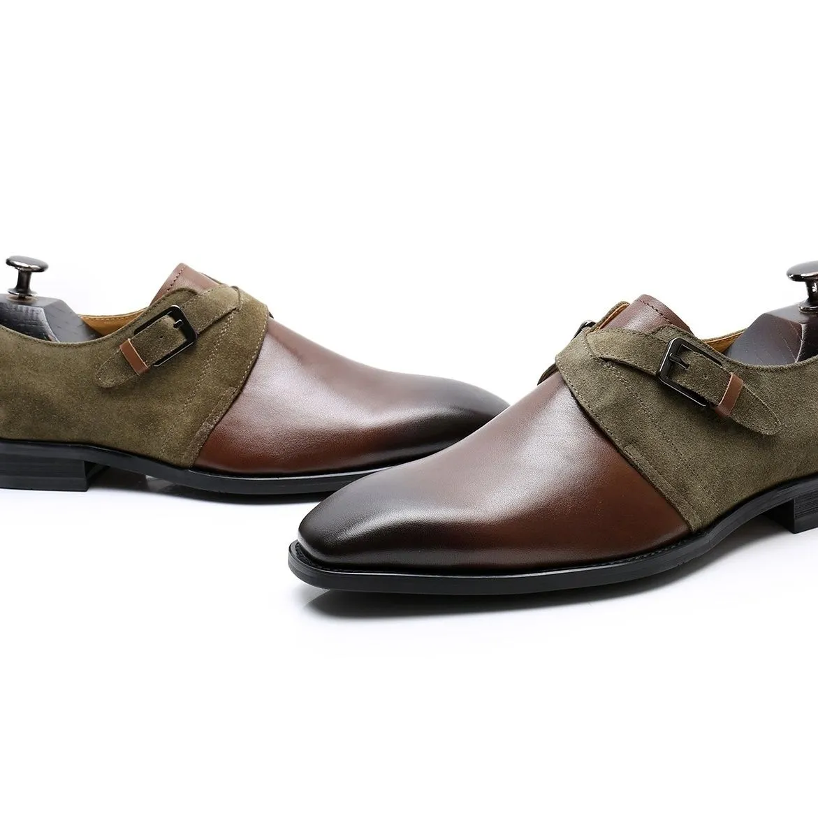 Leather buckle loafers men's wedding business dress leather shoes