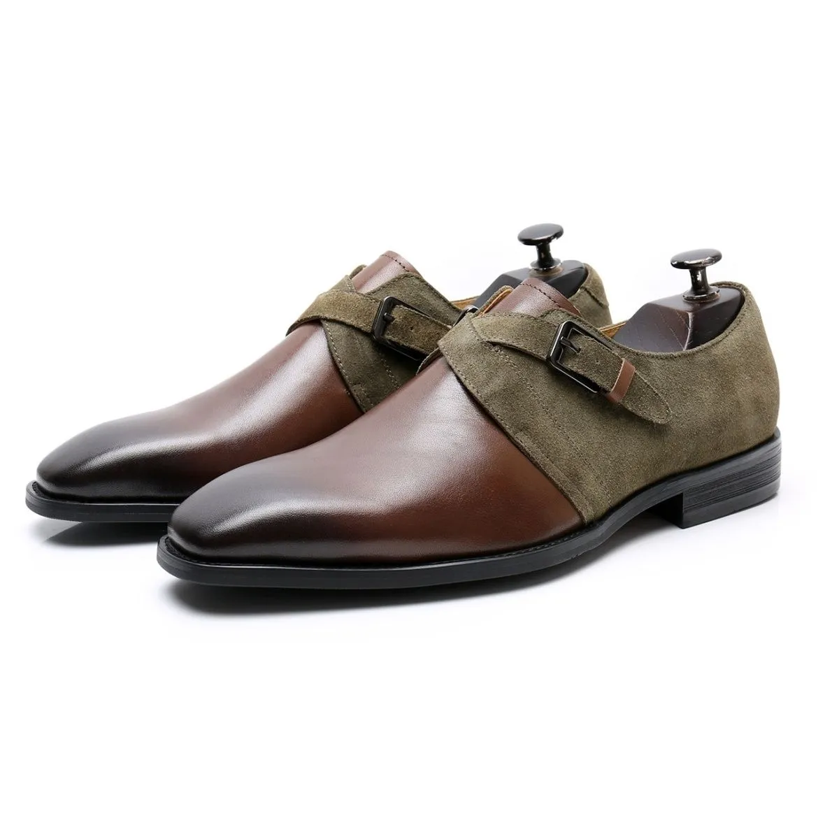 Leather buckle loafers men's wedding business dress leather shoes