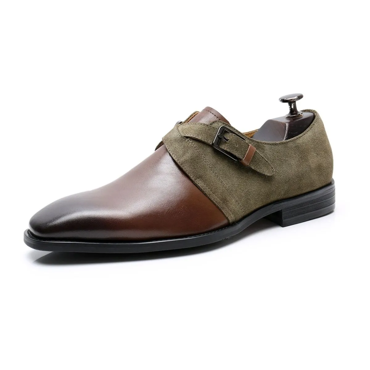 Leather buckle loafers men's wedding business dress leather shoes