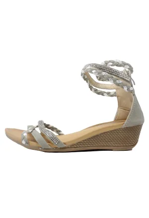 Light Grey Lightweight Ankle Strap Wedge Sandal-1