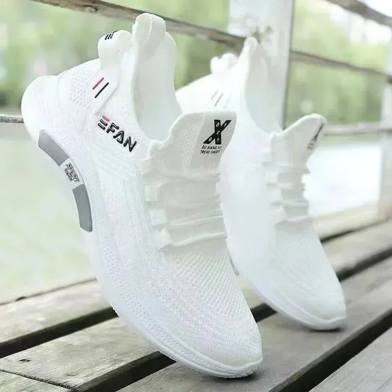 Men Flats Zapatillas Hombre Lightweight Pu Leather Breathable Shoe Mens White Sports Tenis Shoes Men Sneakers Casual Shoes