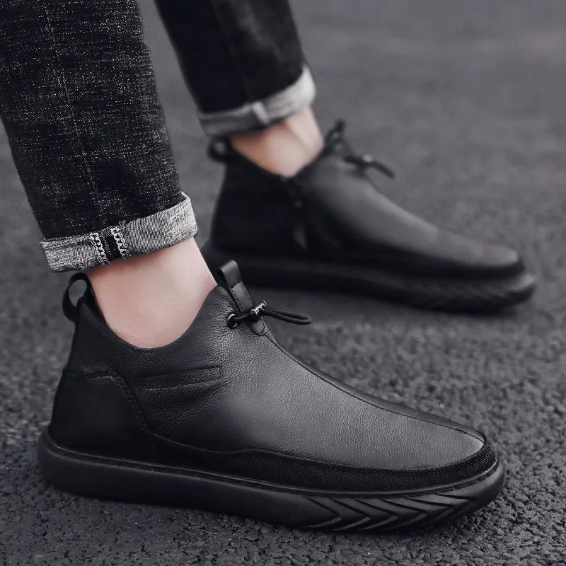 Men's Black Leather Casual Shoes (In Stock)