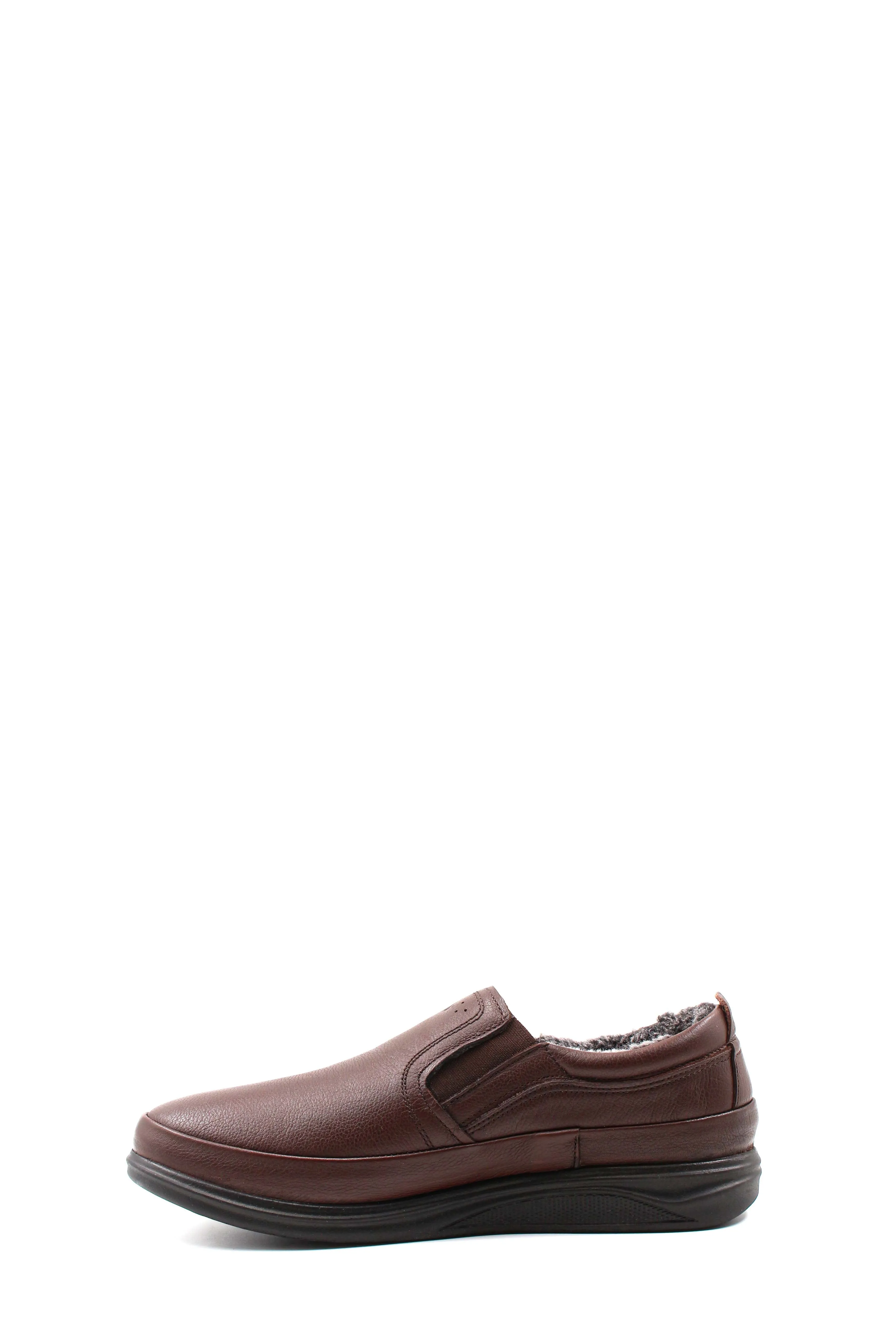 Men's Brown Fur-Lined Slip-On Shoes-Wessi