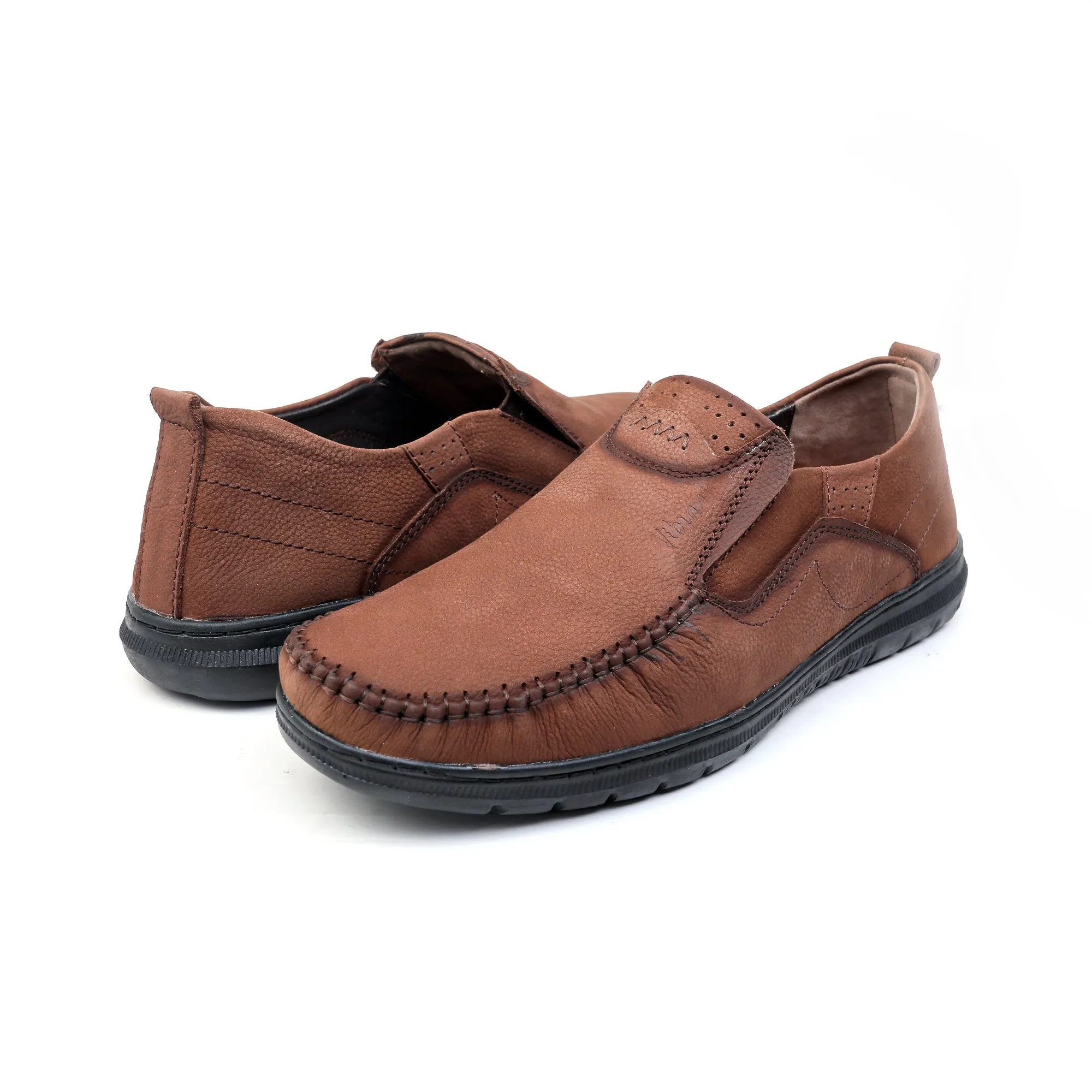 Men's Casual Brown Nubuck Leather Shoes | Vibrant® Power Flex Casual Shoes