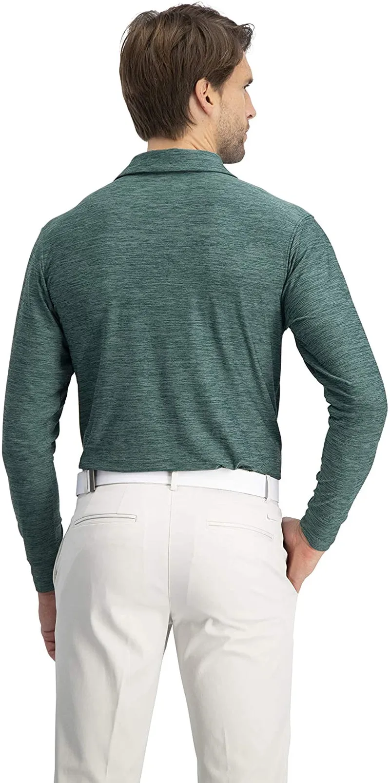 Men'S Dry Fit Long Sleeve Golf Shirt - Quick Dry Polo Shirts - UPF 30, Stretch Fabric