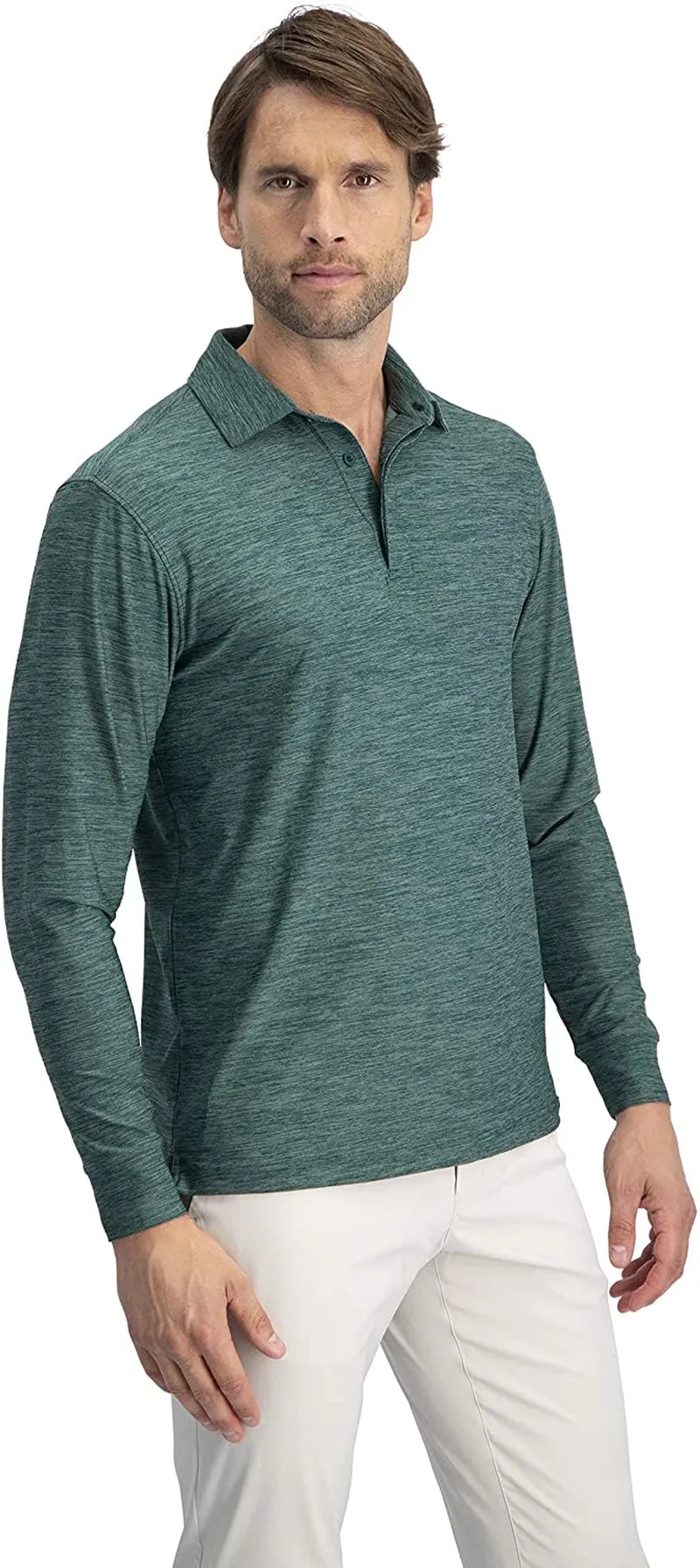 Men'S Dry Fit Long Sleeve Golf Shirt - Quick Dry Polo Shirts - UPF 30, Stretch Fabric