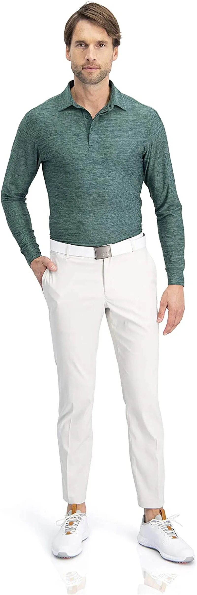 Men'S Dry Fit Long Sleeve Golf Shirt - Quick Dry Polo Shirts - UPF 30, Stretch Fabric