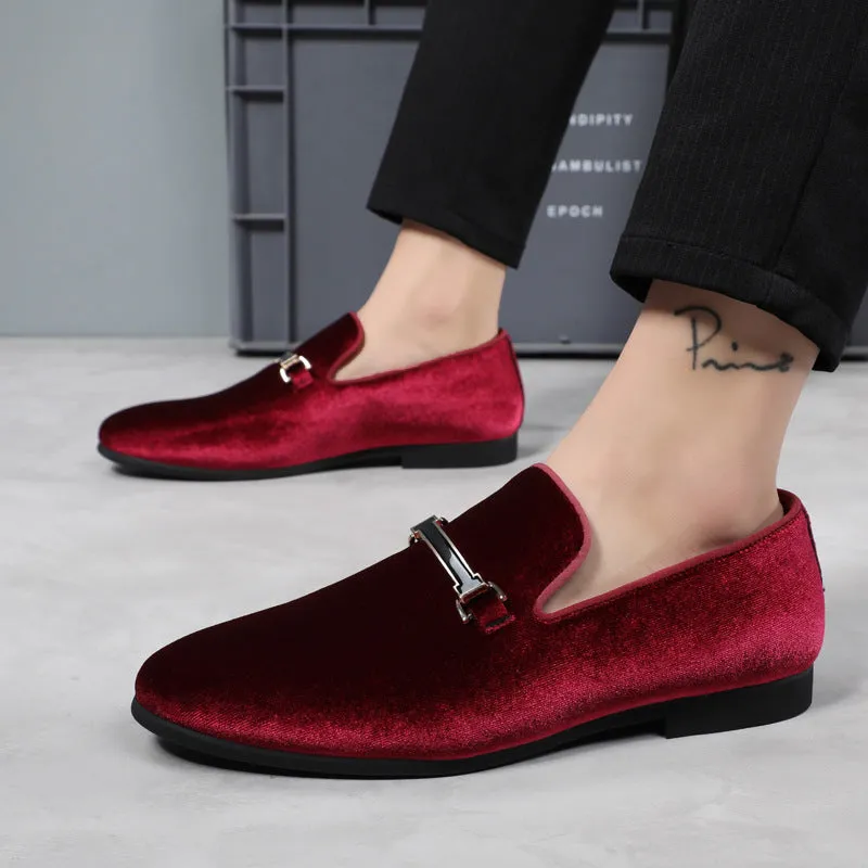 Men's Suede Shoes Casual Small PU Leather Shoes Business Casual Dress Shoes