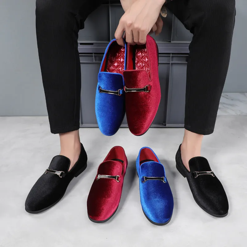 Men's Suede Shoes Casual Small PU Leather Shoes Business Casual Dress Shoes