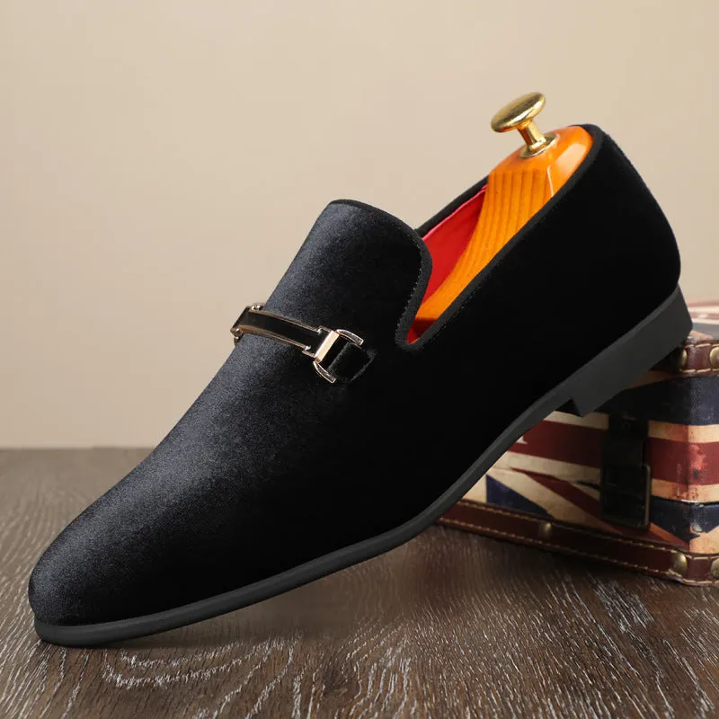 Men's Suede Shoes Casual Small PU Leather Shoes Business Casual Dress Shoes