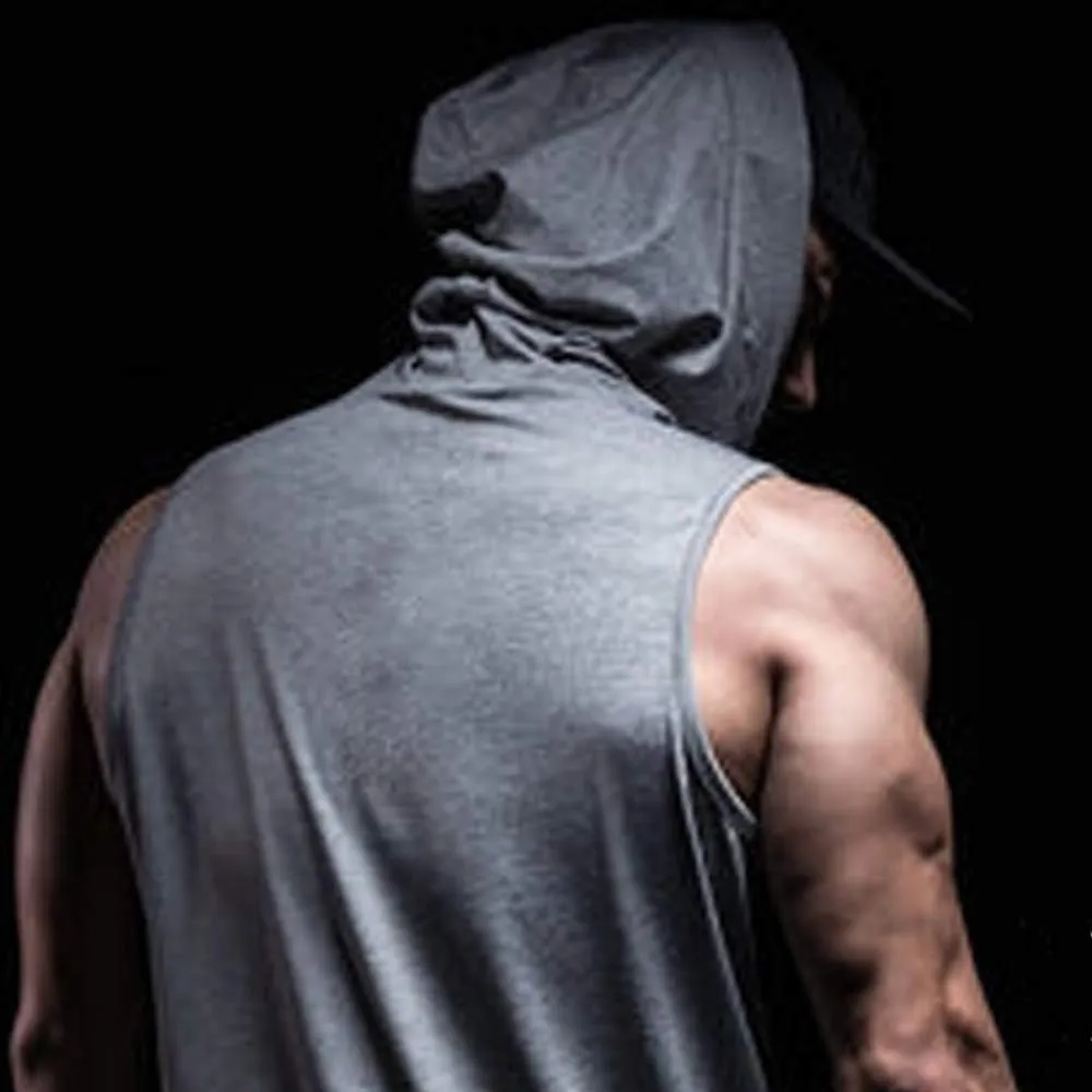 Men's Tank Top Hoodie Workout Sleeveless Muscle Shirt