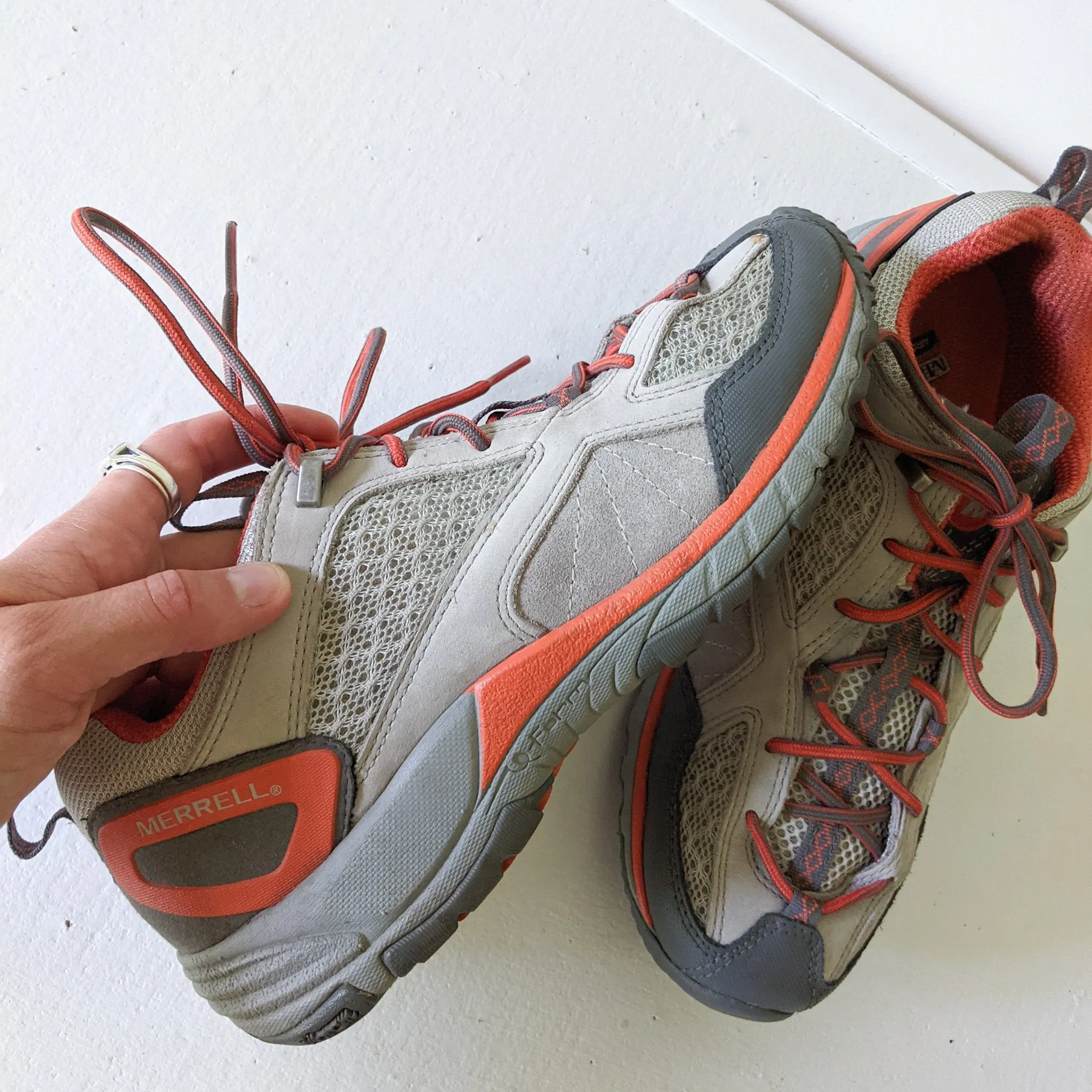 Merrell "Avian Light Ventilator" Vibram Athletic Shoe in Light Grey and Orange